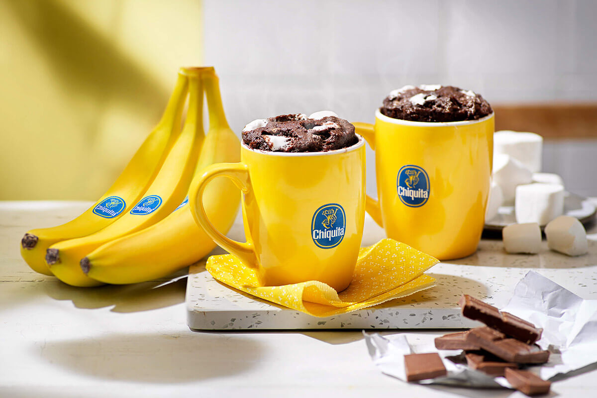 5-minuten-mugcake van Chiquita-banaan en Fudge S’mores