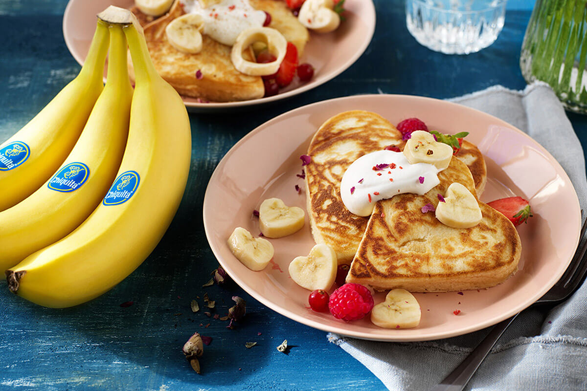 Chiquita-bananenpannenkoeken voor Valentijnsdag