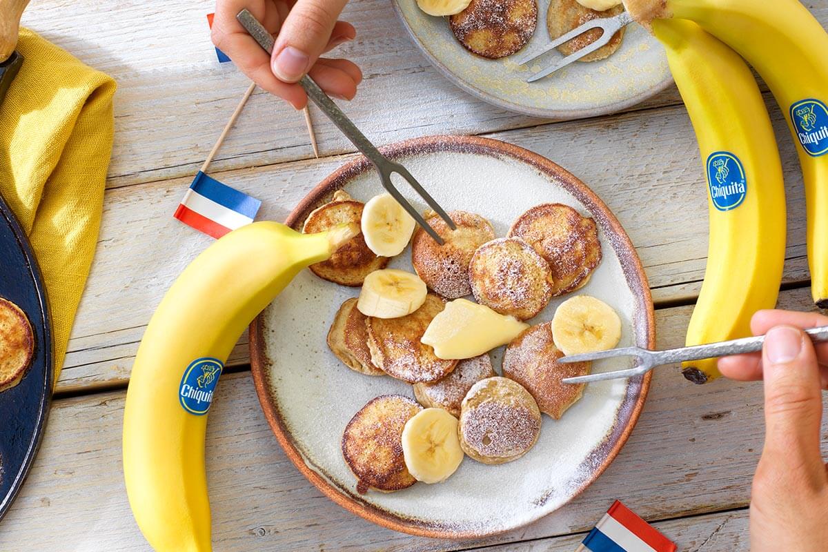 Poffertjes van boekweitmeel met Chiquita banaan