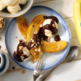 Chiquita-bananensplit met pure chocolade en hazelnoot