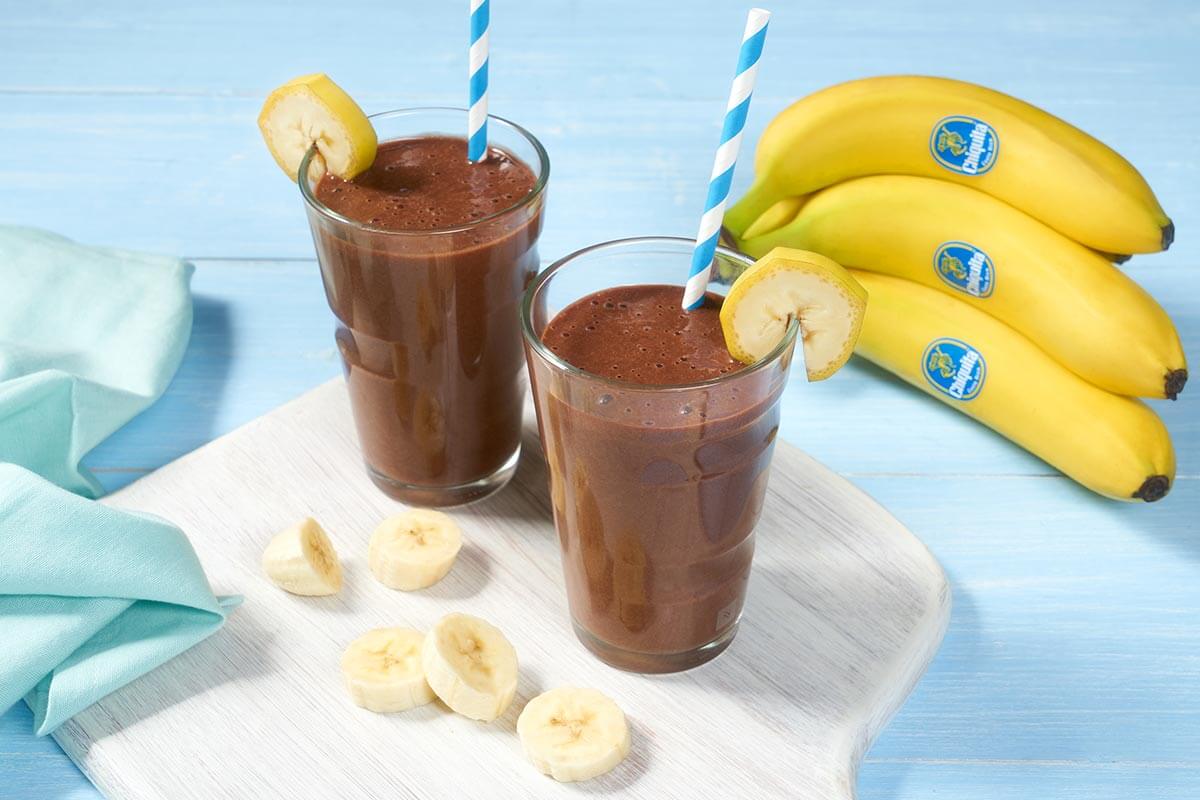 Snelle shake met Chiquita-banaan en dubbele chocolade