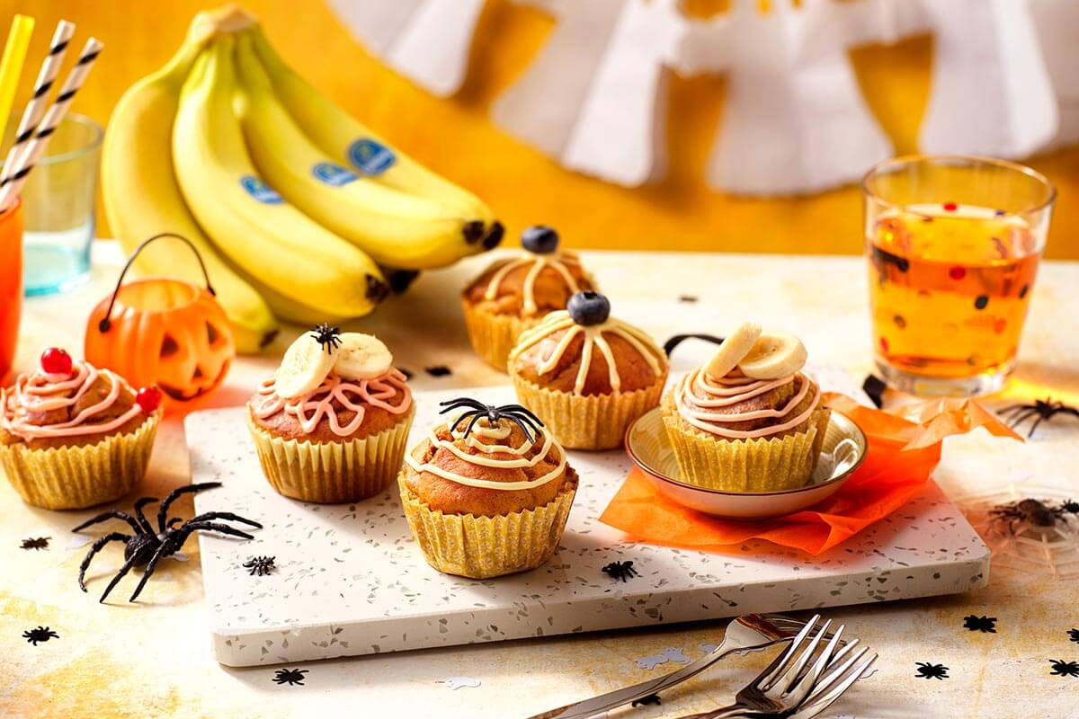 Halloween pompoenmuffins met Chiquita banaan