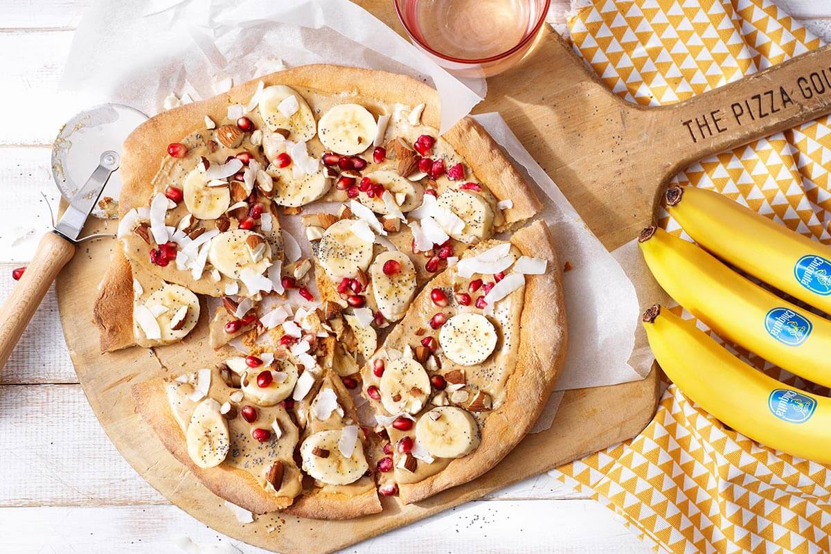 Gezonde zoete pizza met Chiquita-banaan