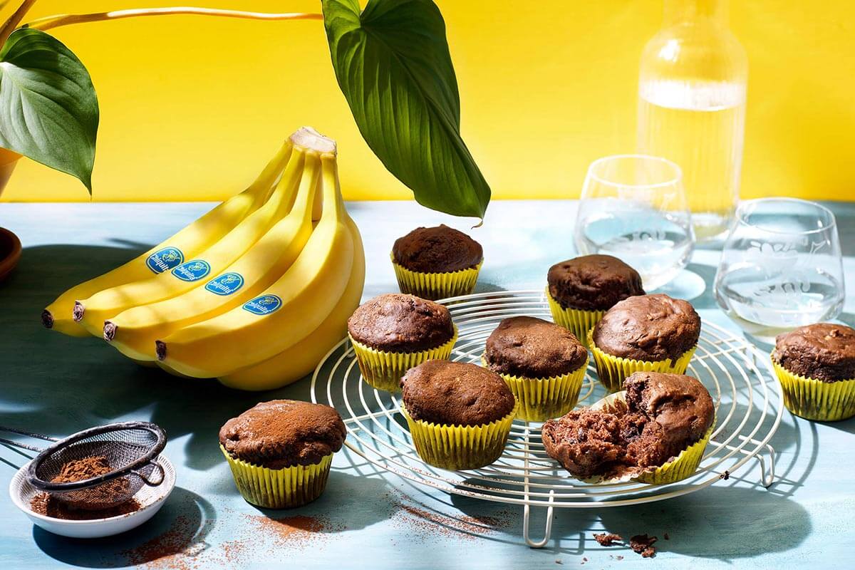 Veganistische chocolademuffins met Chiquita-bananen