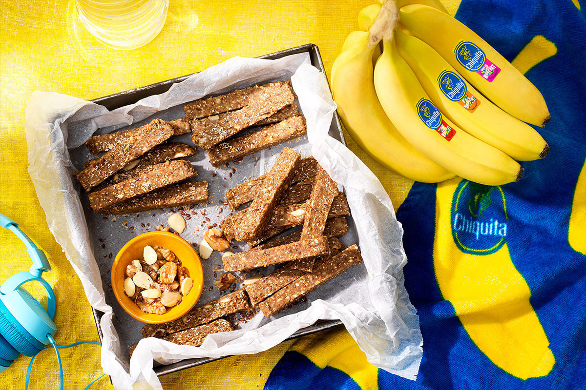 Wat eten voor sporten: Eiwitrepen van Chiquita-bananen met noten