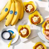 Veganistische Chiquita-bananen-roomcupcakes