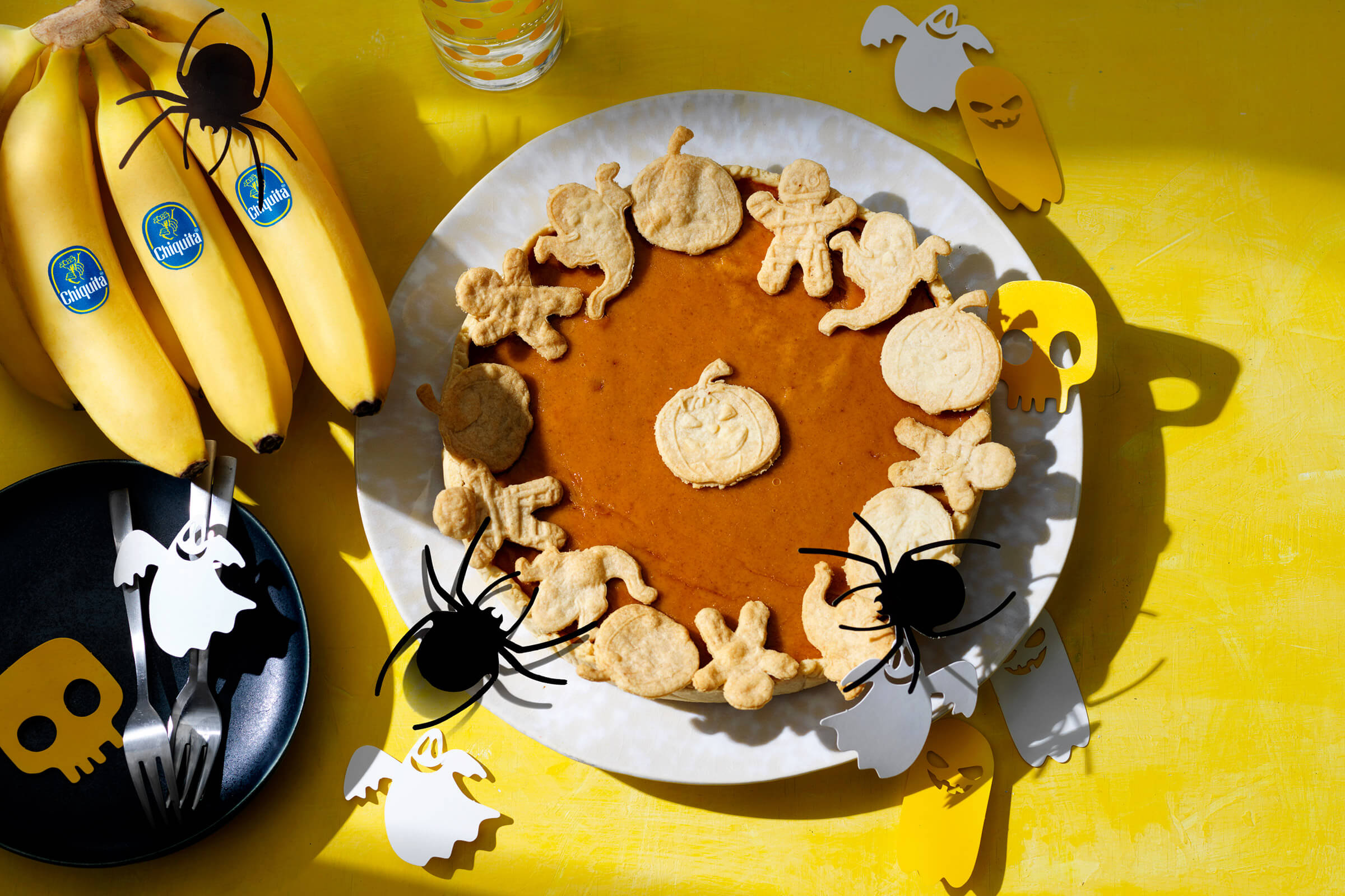 Eenvoudige Halloween-pompoentaart met Chiquita bananen