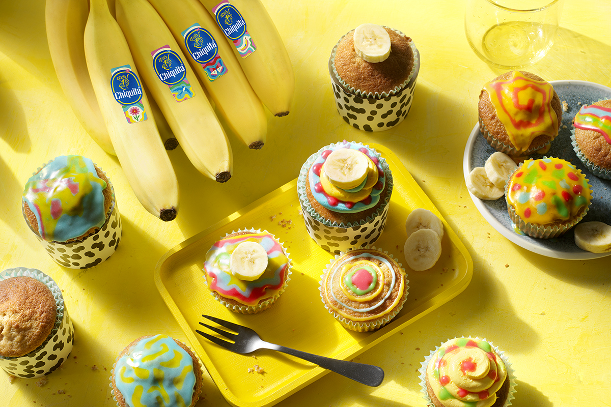 Artistieke cupcakes met Chiquita bananen