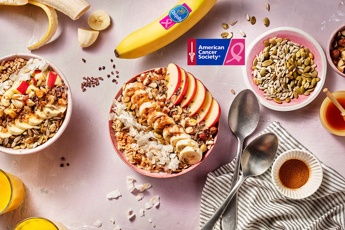 Overnight havermout met appel, hazelnoten en zonnebloempitten en Chiquita banaan