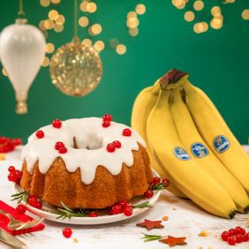 Feestelijke tulband met Chiquita-bananen