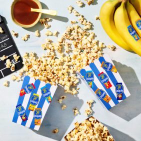 Popcorn met karamelsaus van Chiquita-banaan en zeezout