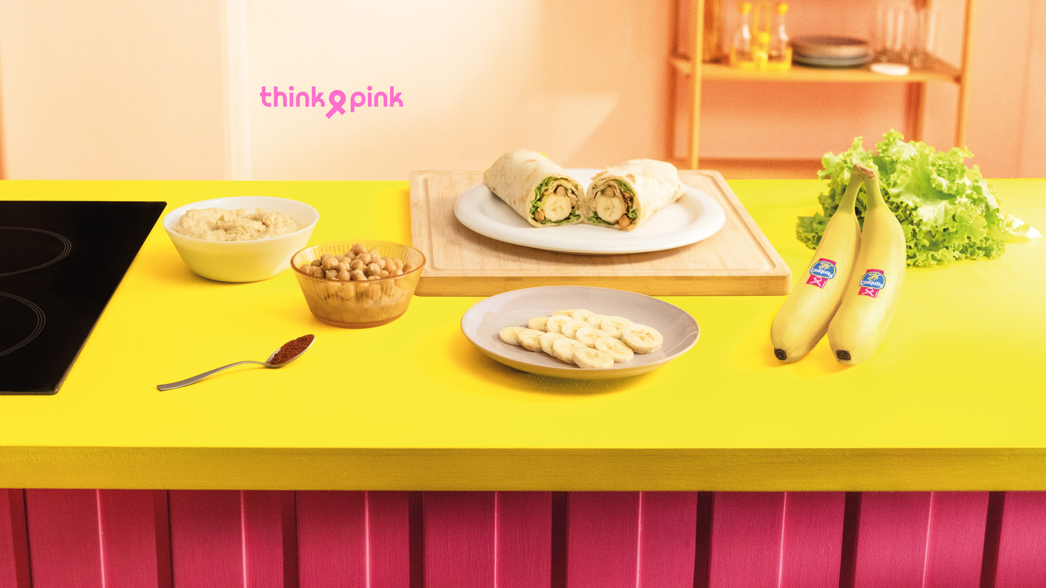 Volkoren Wrap met Chiquita Banaan, Hummus en Krokante Kikkererwten